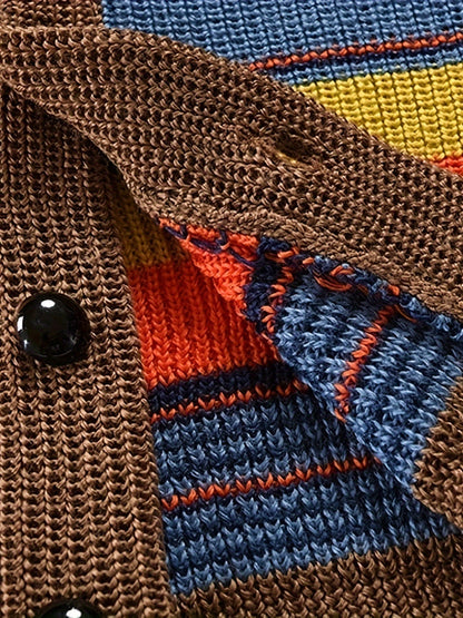 Benito - Grande cardigan da uomo a maglia con colori a contrasto