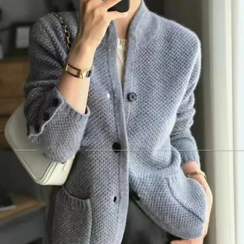 Amelise - Cardigan a Collo Alto Caldo e Stile Donna