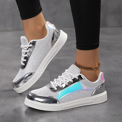 Fenna - Sneakers glitter eleganti con lacci e suola confortevole