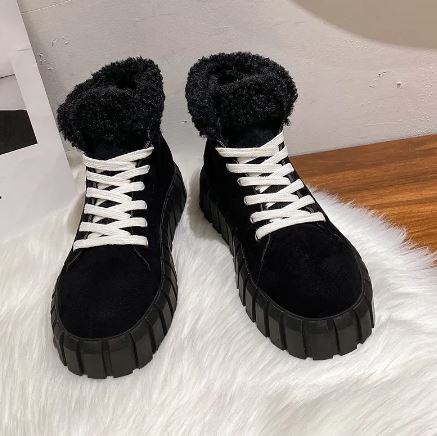 Stivaletti Sneakers Invernali con Fodera in Pile e Suola Platform per Donna