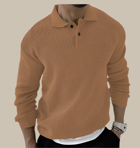 Marco - Polo elegante da uomo in maglia con maniche lunghe