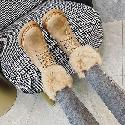 Stivali Invernali alla Moda con Fodera in Pelliccia Sintetica per Donna