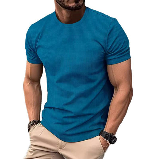 T-shirt casual in seta ghiacciata con collo rotondo