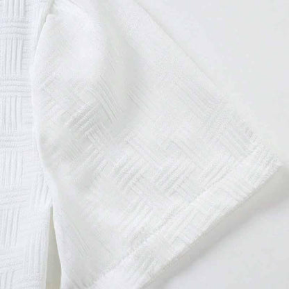 Declan - Camicia a Manica Corta in Colore Solido Texturizzato