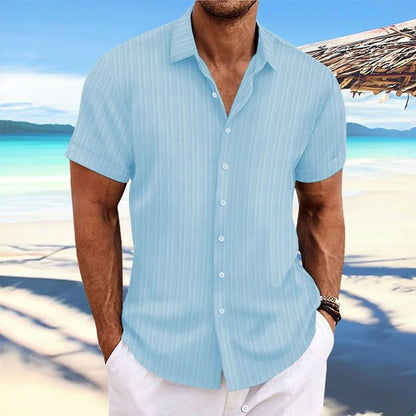 Felix - Camicia a righe in cotone e lino con colletto
