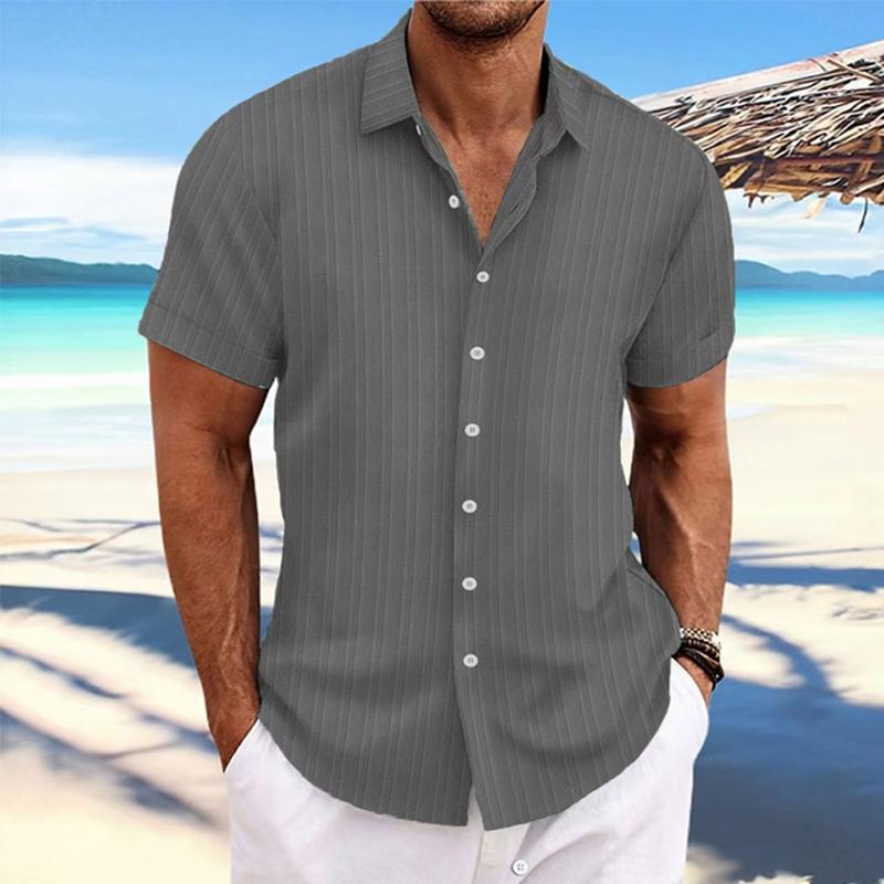 Felix - Camicia a righe in cotone e lino con colletto