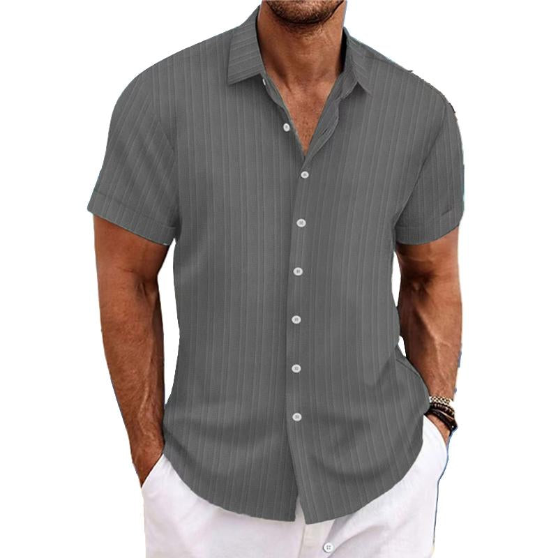 Felix - Camicia a righe in cotone e lino con colletto