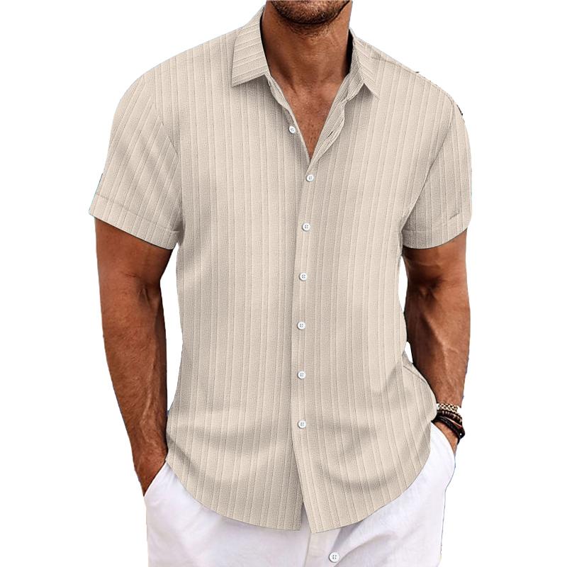 Felix - Camicia a righe in cotone e lino con colletto