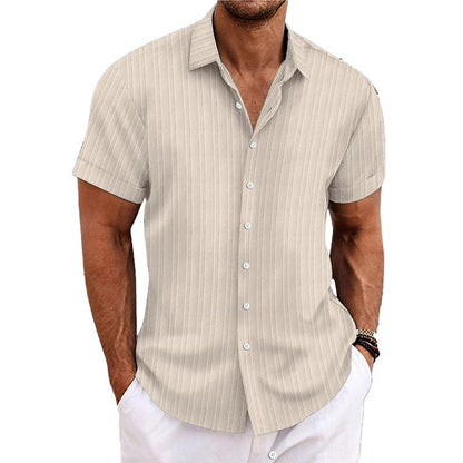 Felix - Camicia a righe in cotone e lino con colletto