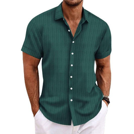 Felix - Camicia a righe in cotone e lino con colletto