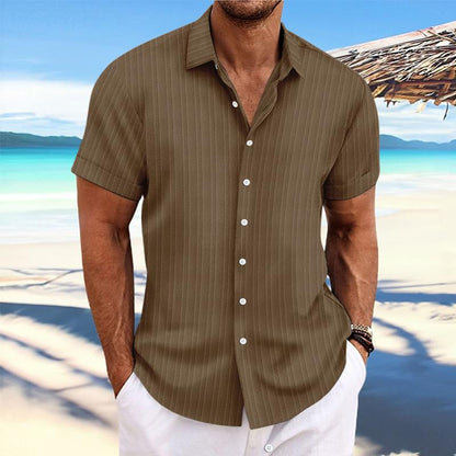 Felix - Camicia a righe in cotone e lino con colletto
