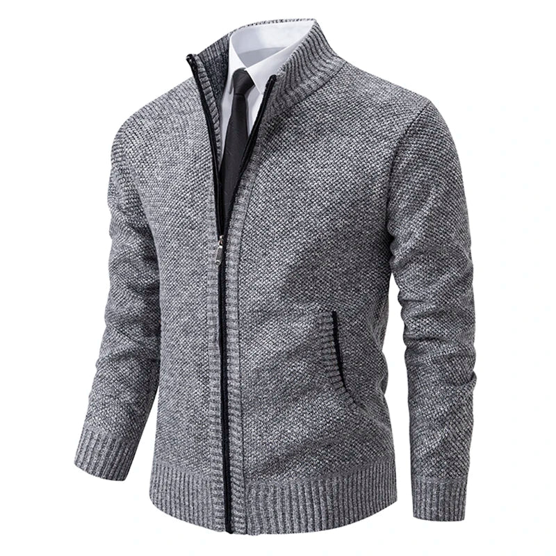 Jared - Cardigan a Collo Alto con Zip in Pile per Uomo