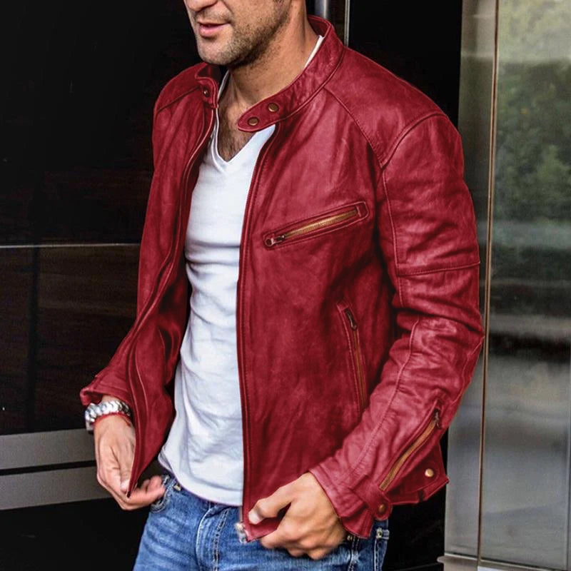 Brandon - Giacca da Biker Vintage in Pelle per Uomo