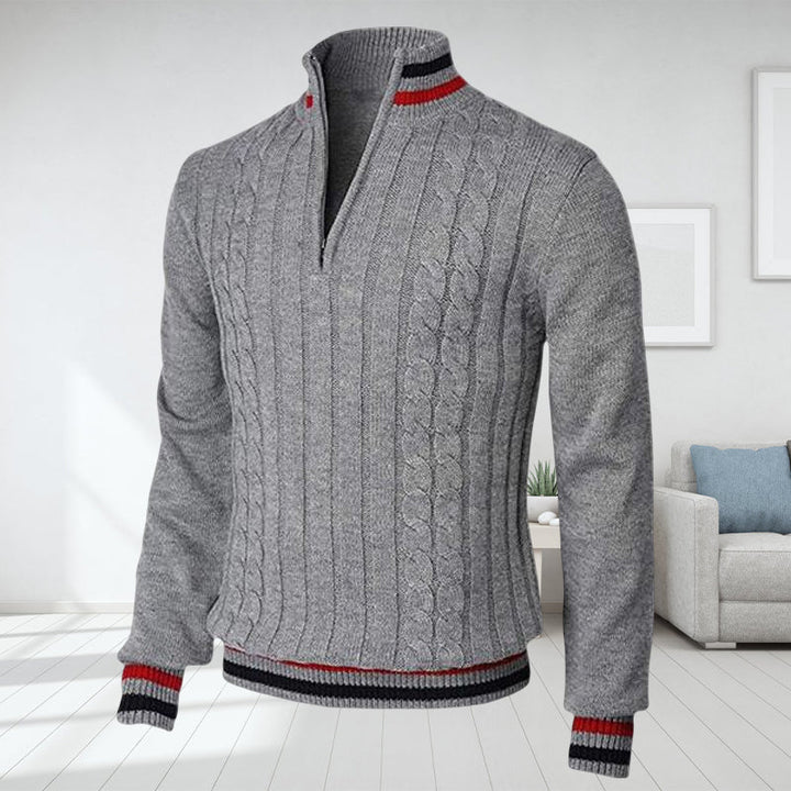 Erikson – Maglione a Collo Alto con Zip e Motivo a Treccia per Uomo