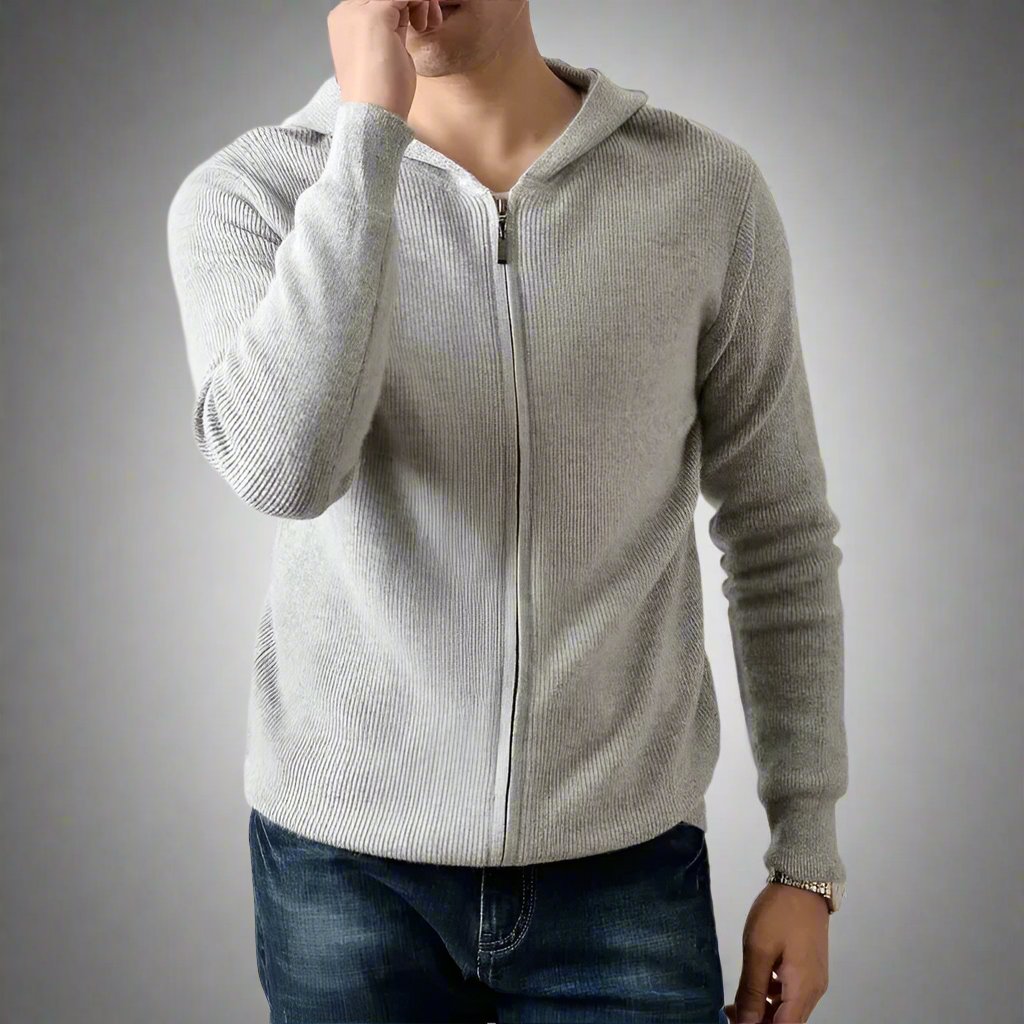 Marco - Stylish hoodie con zip in maglia calda per uomini