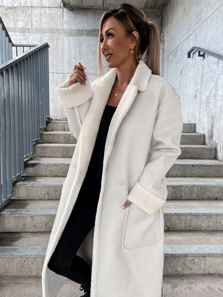 Cappotto Lungo in Pelle da Donna con Pelliccia