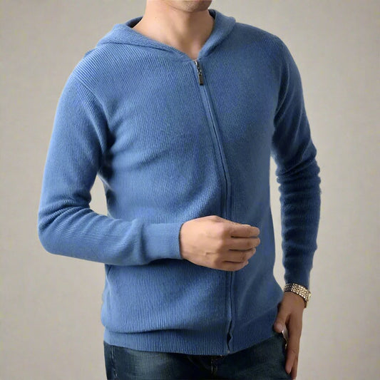 Marco - Stylish hoodie con zip in maglia calda per uomini