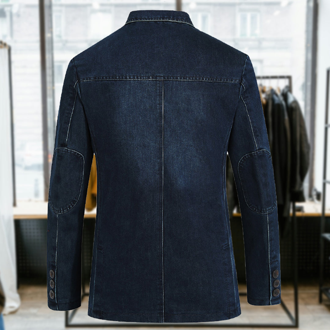 BIAGIO - Blazer da Uomo in Denim a 3 Bottoni