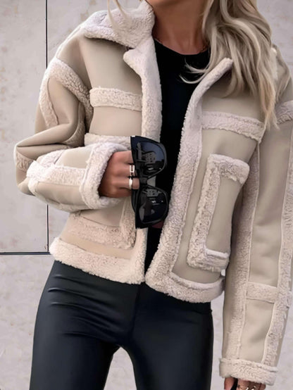 Elara - Elegante Giacca in Lana da Donna con Collo di Pelliccia