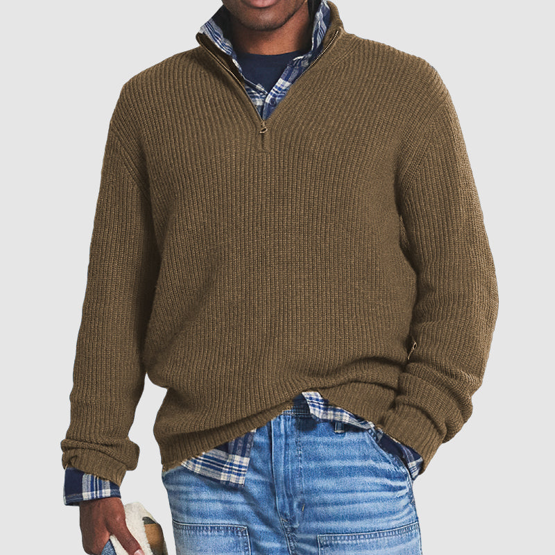 Enzo - Maglione in cashmere caldo con collo a zip per un inverno elegante