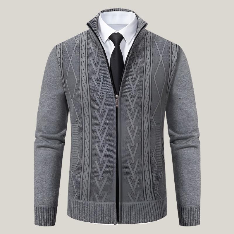 Cardigan Carlson - Maglione moderno con design a trecce e colletto per uomo