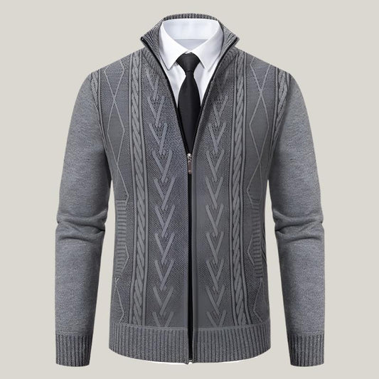 Cardigan Carlson - Maglione moderno con design a trecce e colletto per uomo