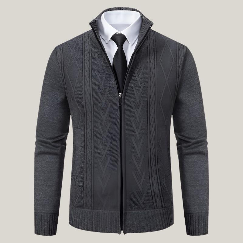 Cardigan Carlson - Maglione moderno con design a trecce e colletto per uomo