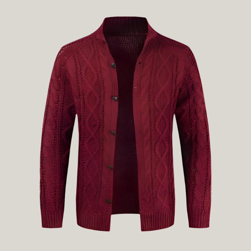 Marco - Warm wool cardigan with timeless cable design for winter