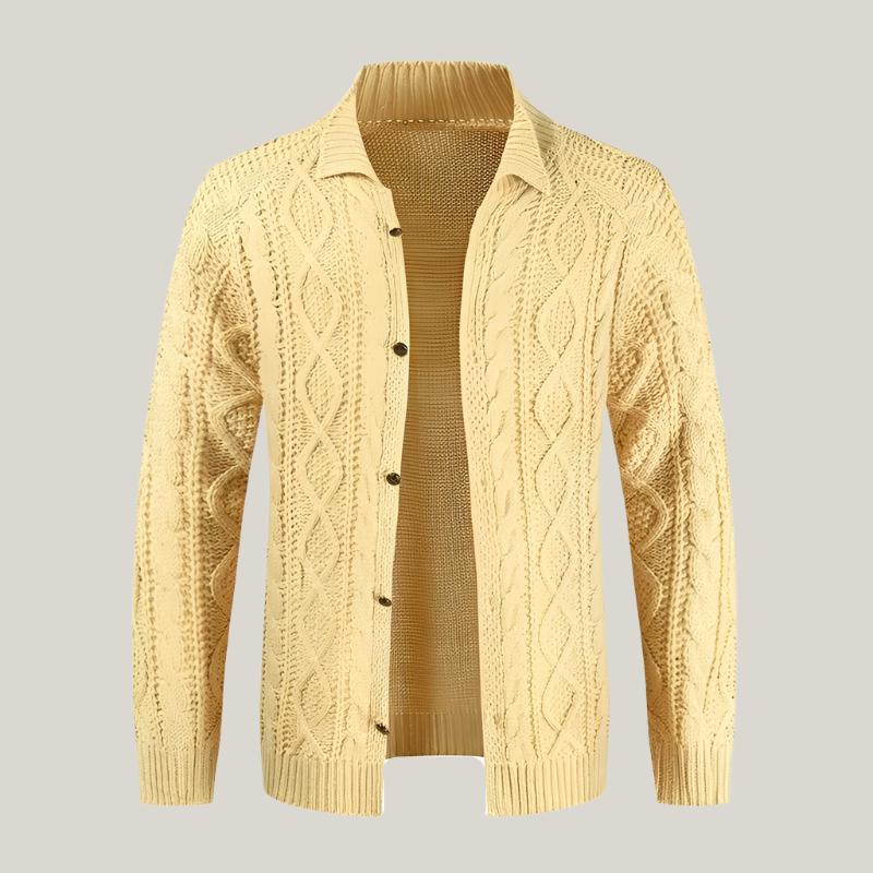 Marco - Warm wool cardigan with timeless cable design for winter