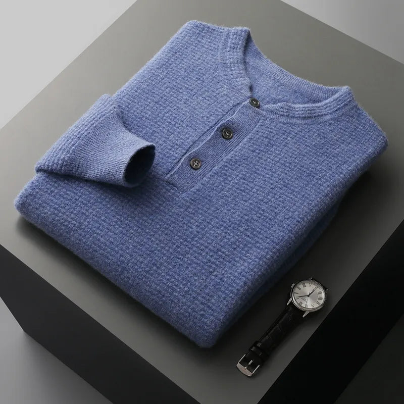 Emmeric - Maglione Invernale Classico a Collo Henley per Uomo