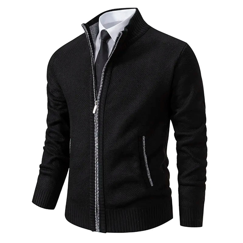 Jared - Cardigan a Collo Alto con Zip in Pile per Uomo