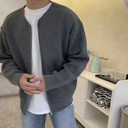 Macky - Cardigan a Costine con Zip per l'Autunno per Uomo