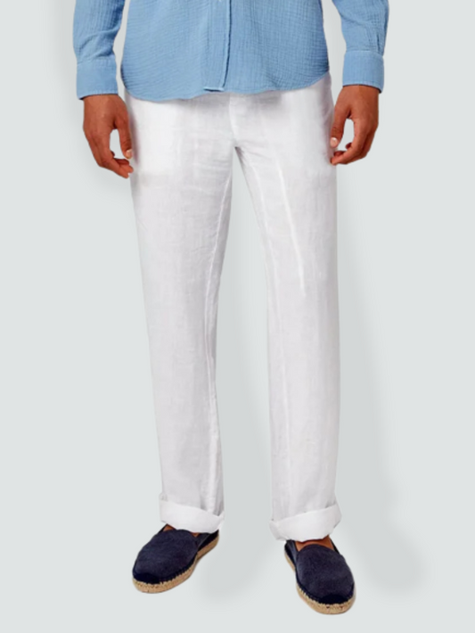 Eleganti Pantaloni Bianchi in Lino Leggero per Estate