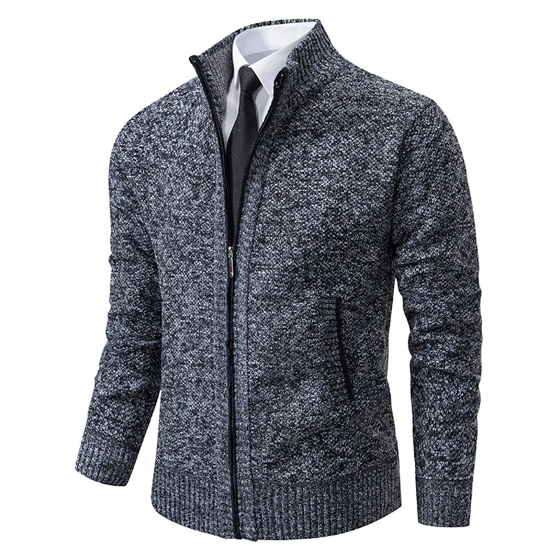 Jared - Cardigan a Collo Alto con Zip in Pile per Uomo